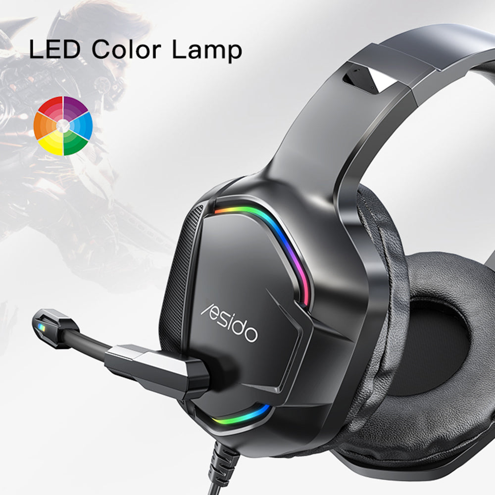 YESIDO EK01 Stereo Sound Gaming Headset Hovedtelefon med mikrofon og LED-lysdesign YESIDO EK01 Stereo Sound Gaming Headset Hovedtelefon med mikrofon og LED-lysdesign